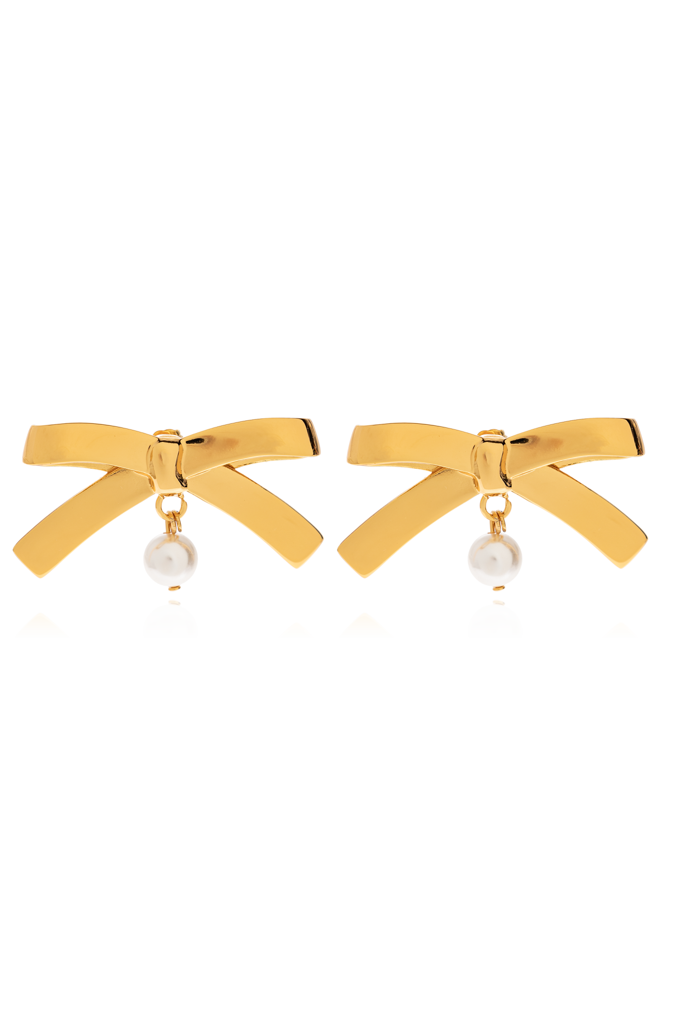 【関税込み】Moschino ゴールド＆ホワイト Bow イヤリング Gold Bow-shaped earrings Moschino - Vitkac Australia
